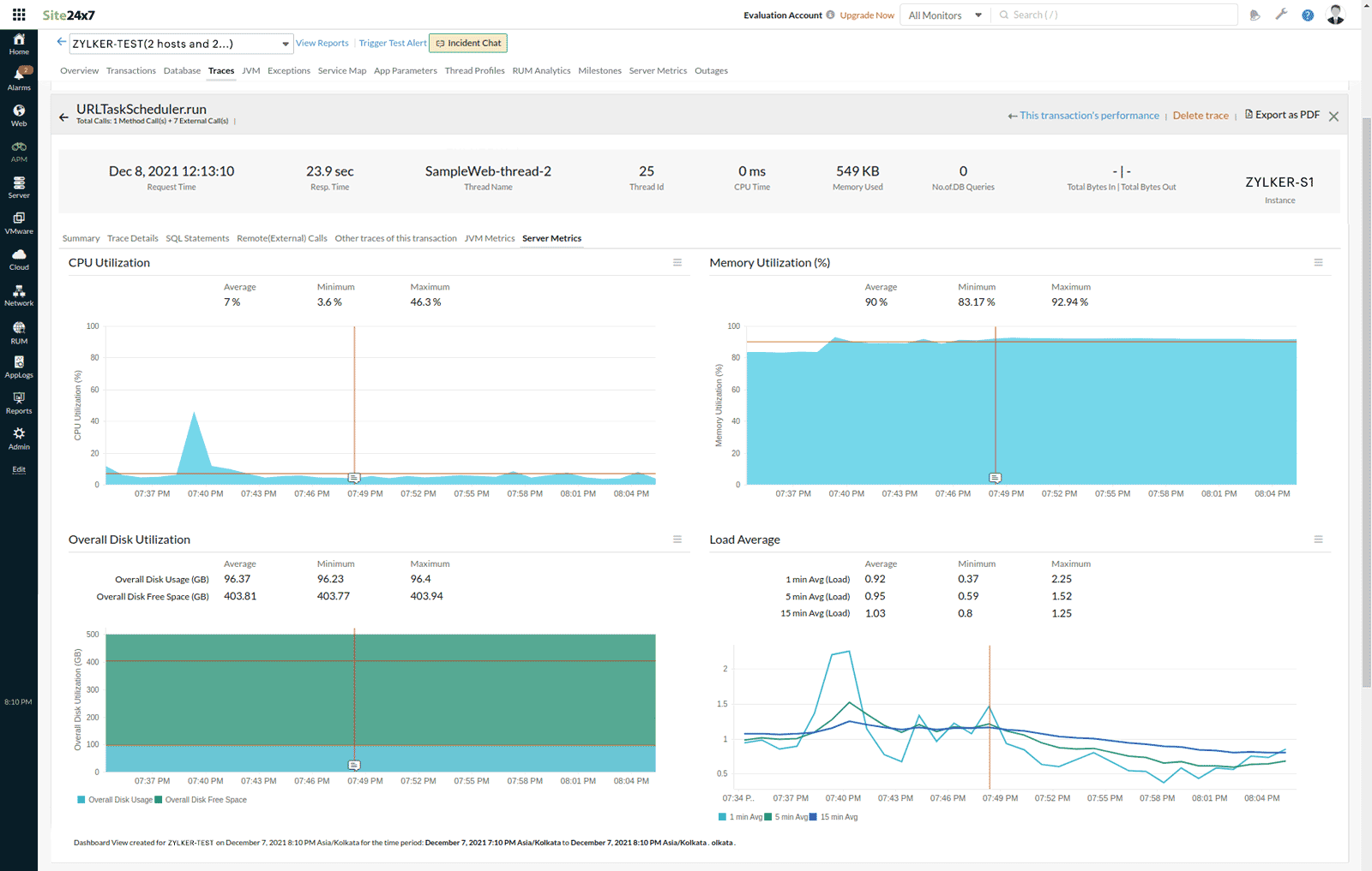 Traces- Server Metrics