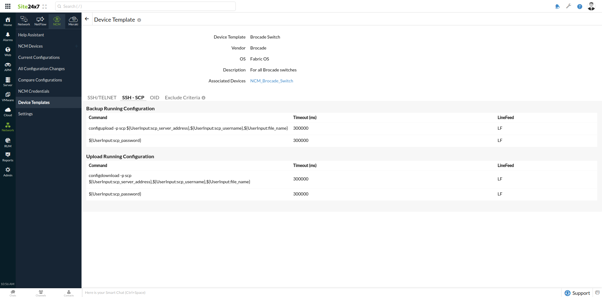 Network Configuration Manager Device Templates: Site24x7 | Online Help ...