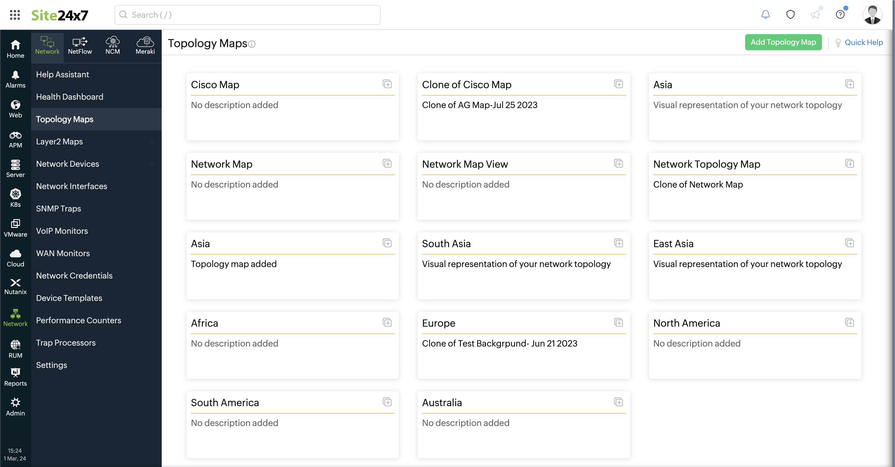 Network topology maps