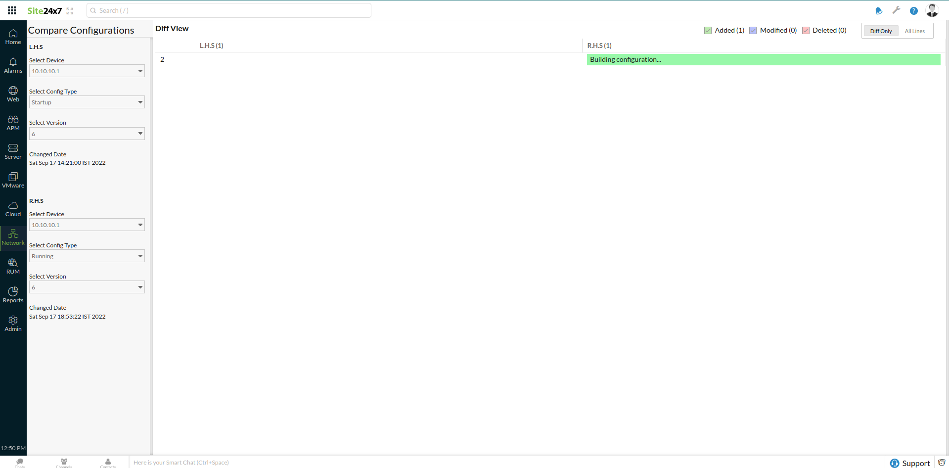 Pinpoint differences while comparing device configurations