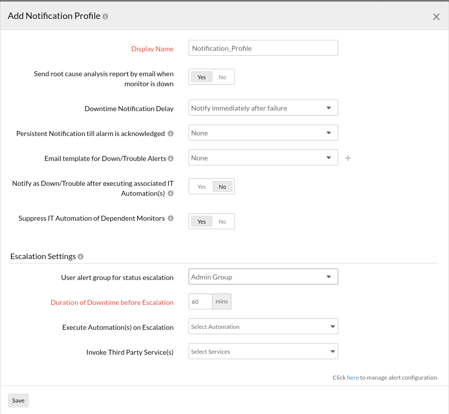 Notification Profile | Online Help Site24x7