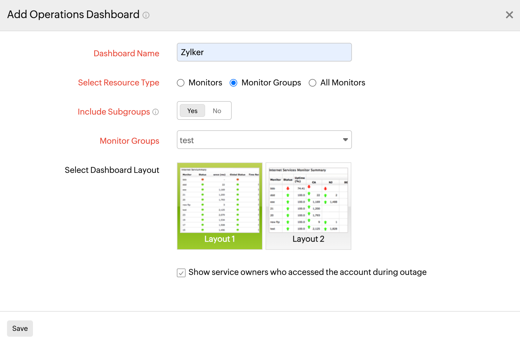 add operations dashboards