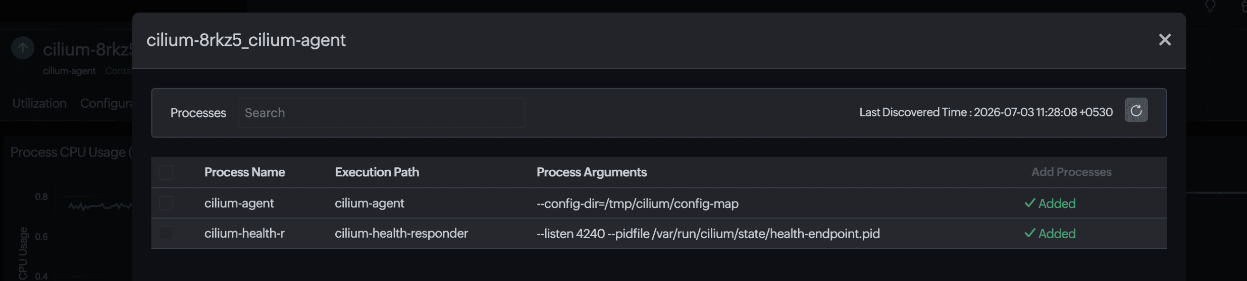 Discover and add processes