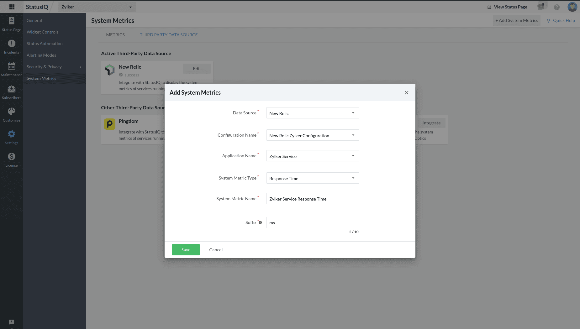 add system metrics save