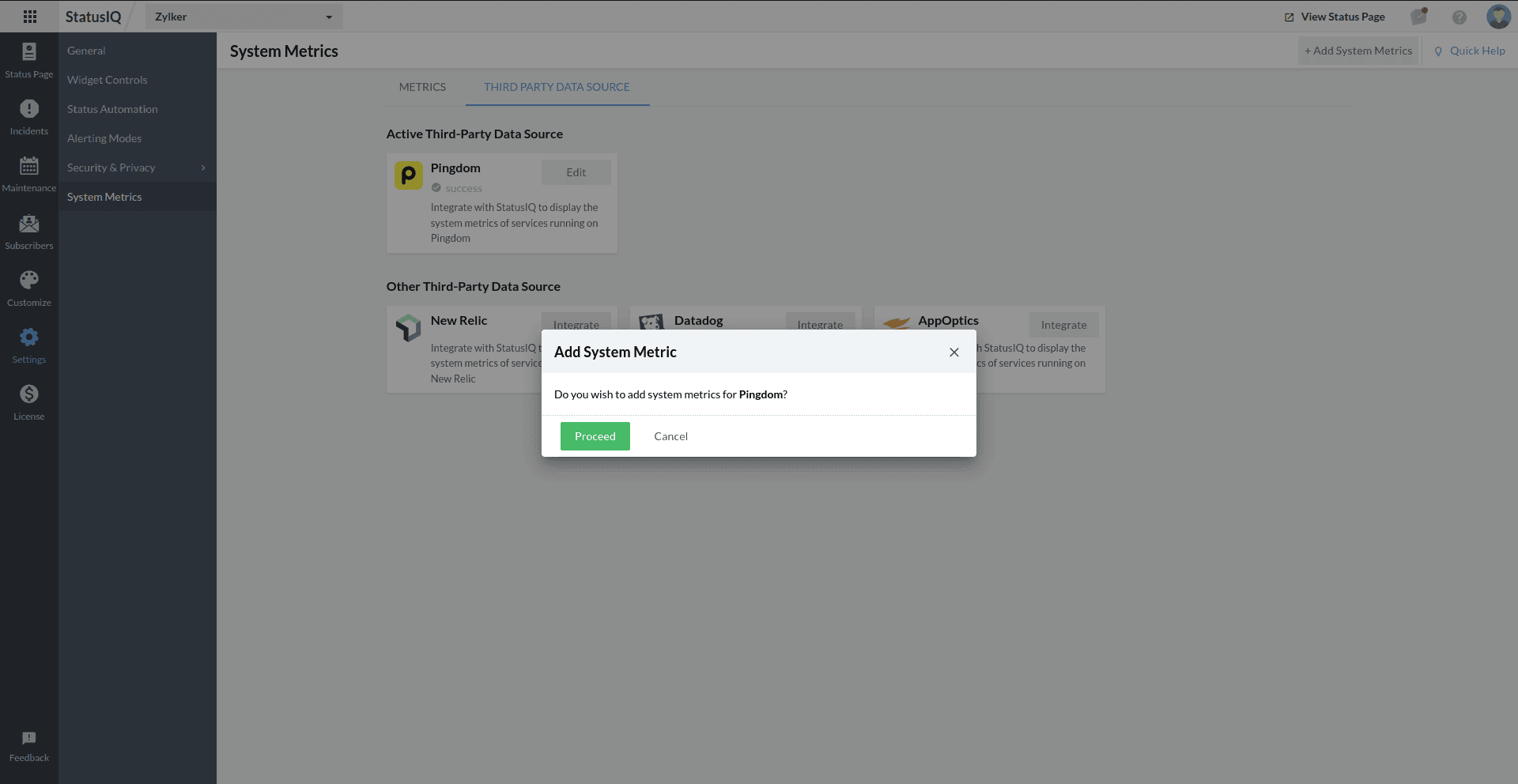 add system metrics