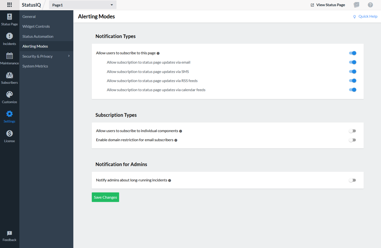 alerting modes