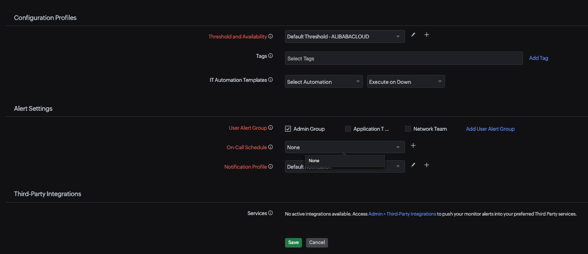 Configuration Profiles and Alert Settings