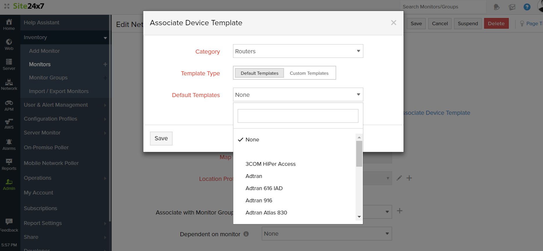 Device Templates | Online Help Site24x7