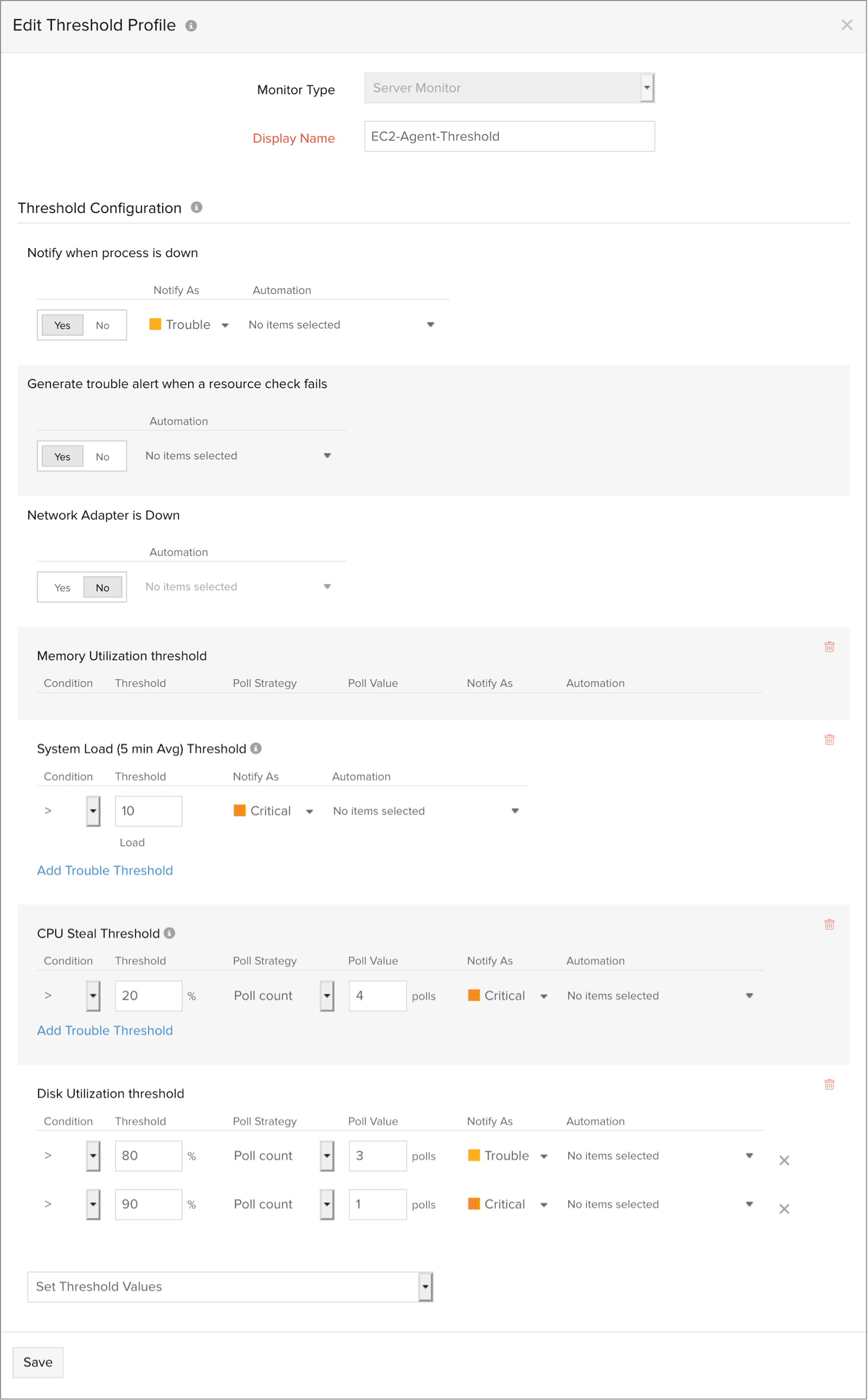 aws ec2 agent threshold profile