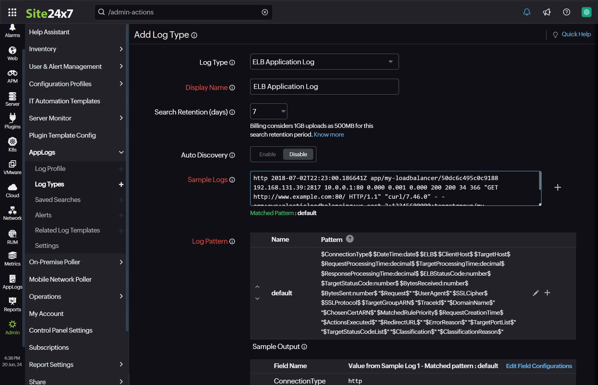 AWS out of the bos log types