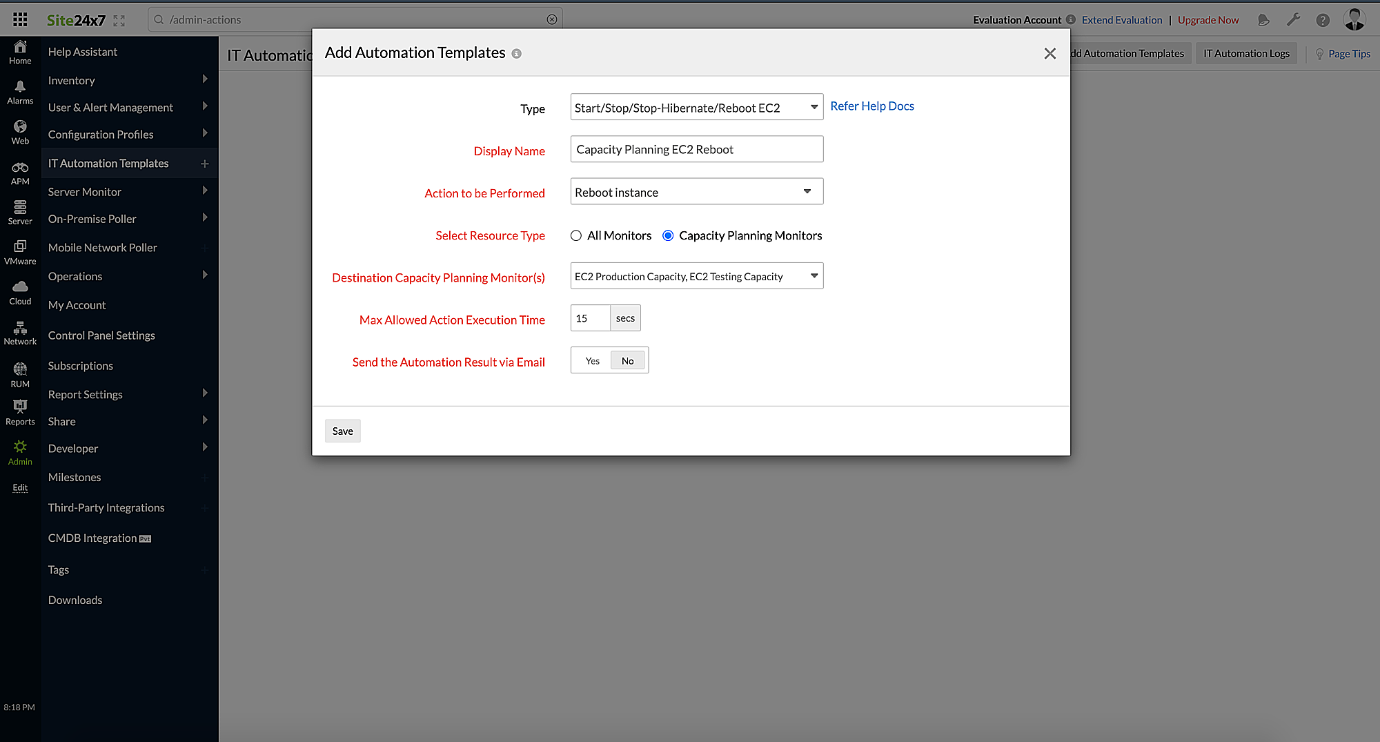 capacity planning it automation