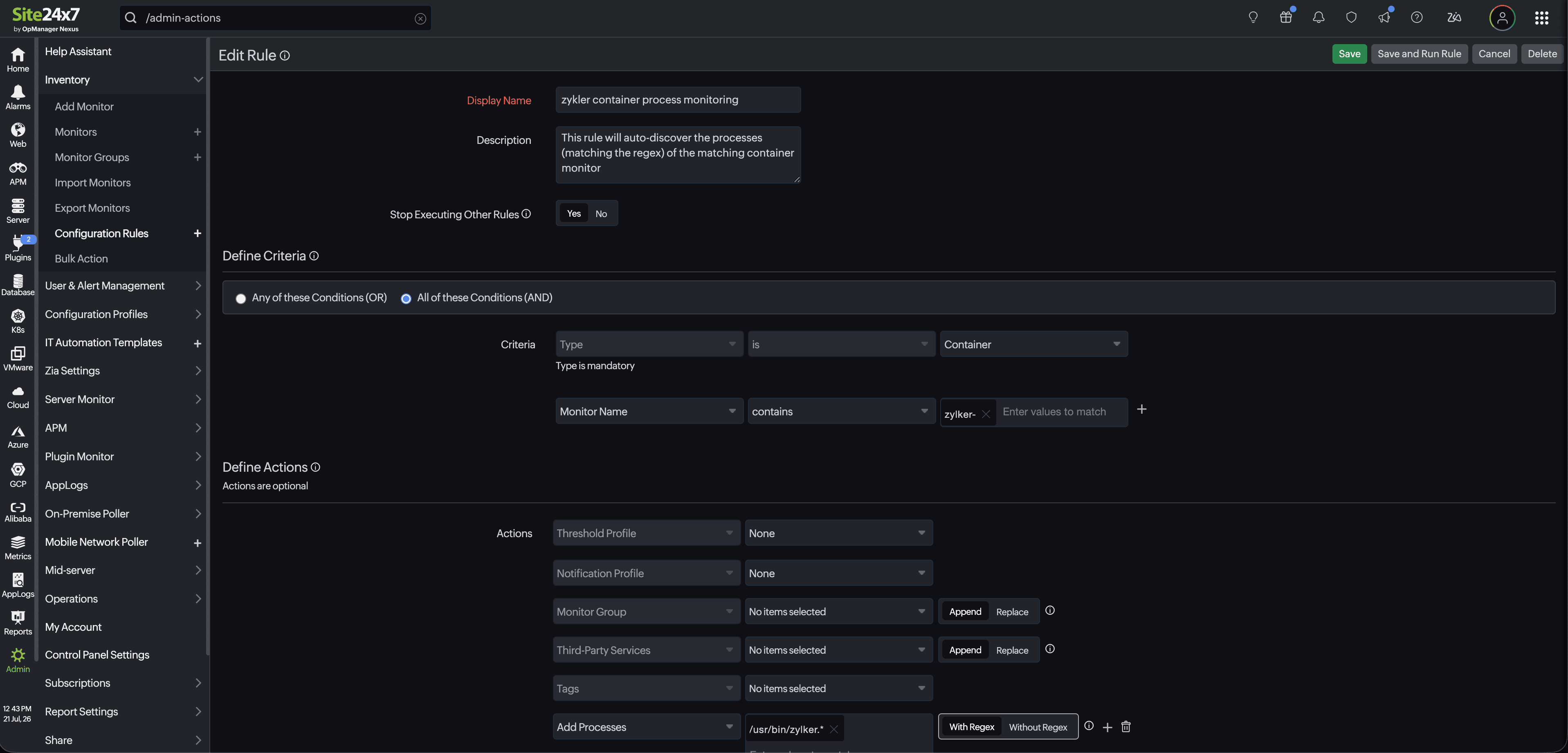 Add processes with configuration rules