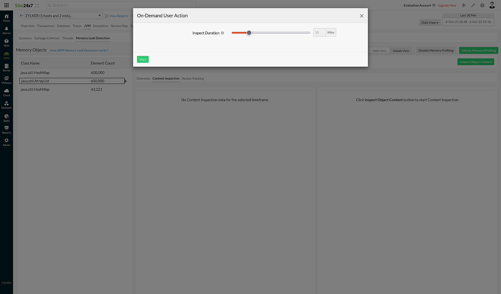 content inspection tab memory leak