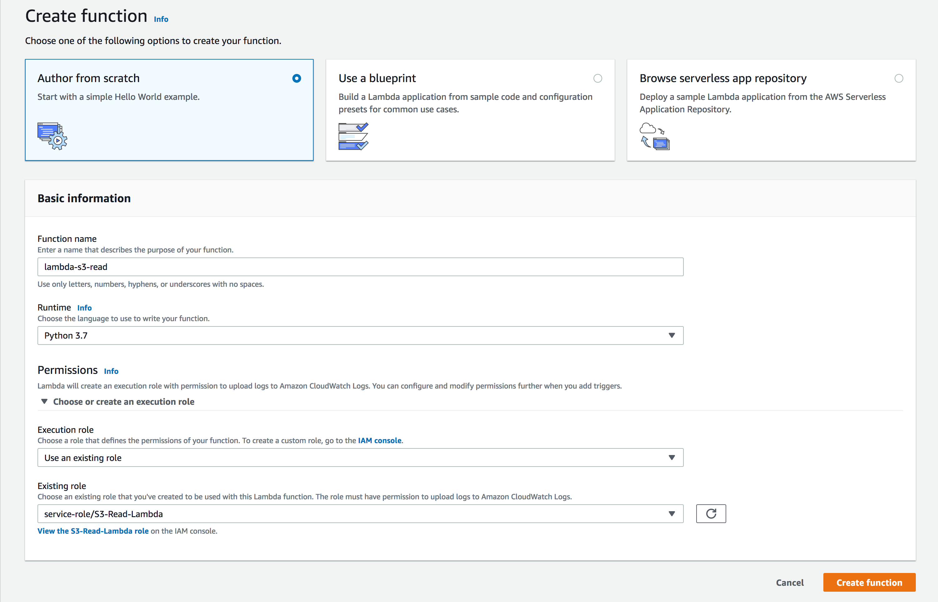 Configuring AWS Lambda