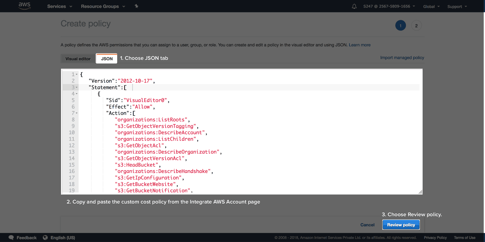 cloud cost management custom policy configuration