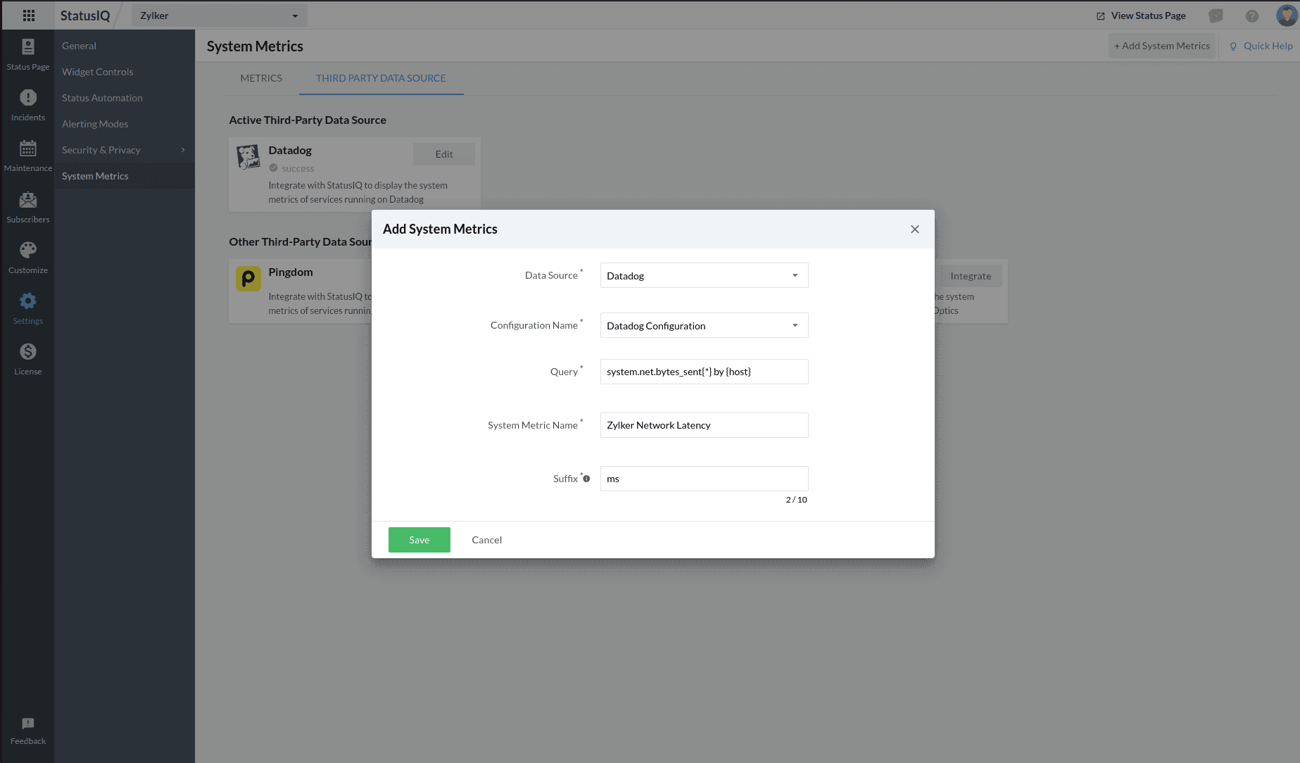 datadog add system metrics save