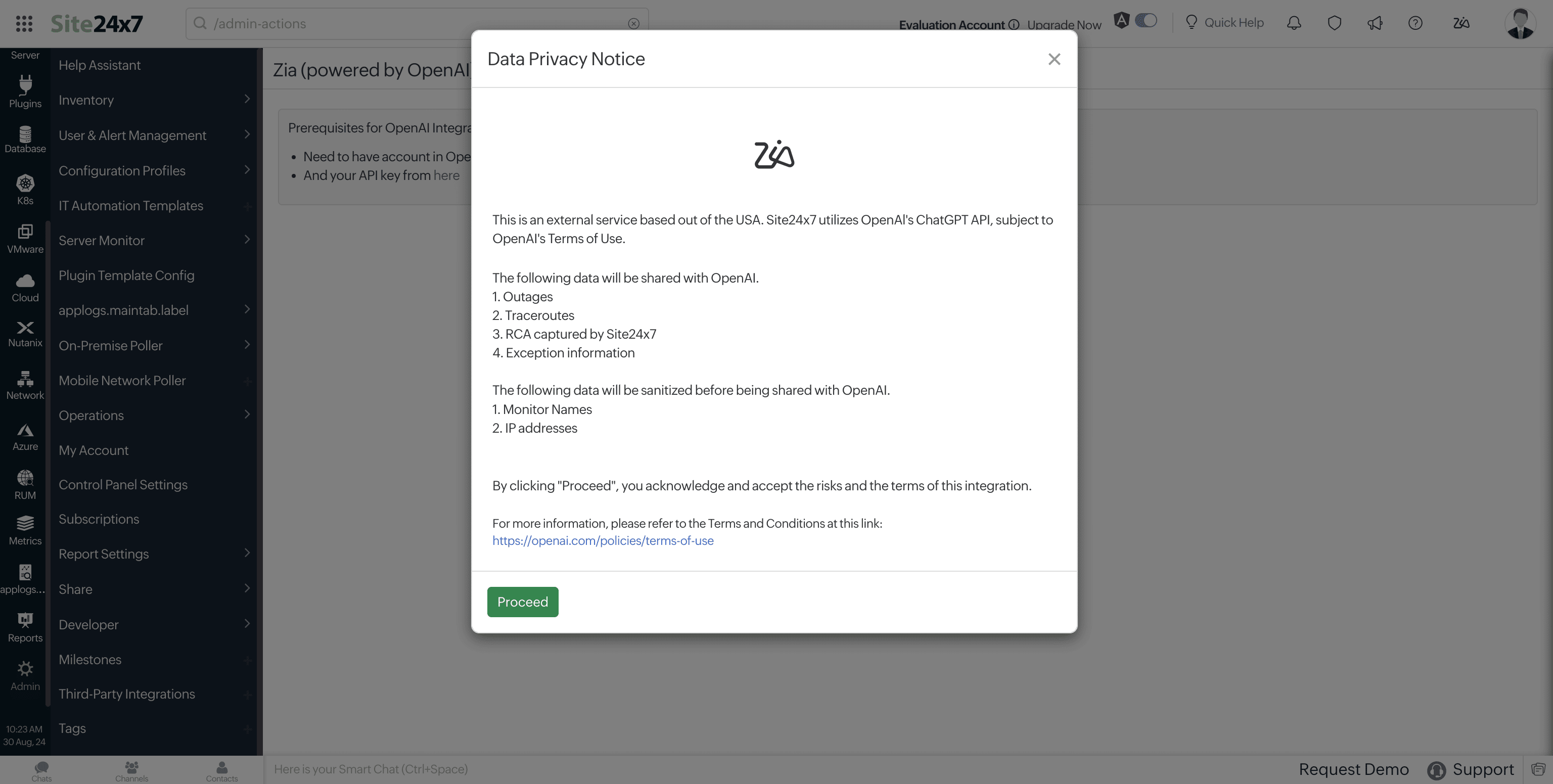 Data Policy pop up