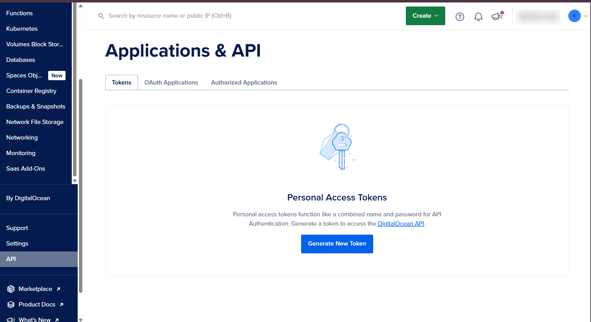 DigitalOcean console