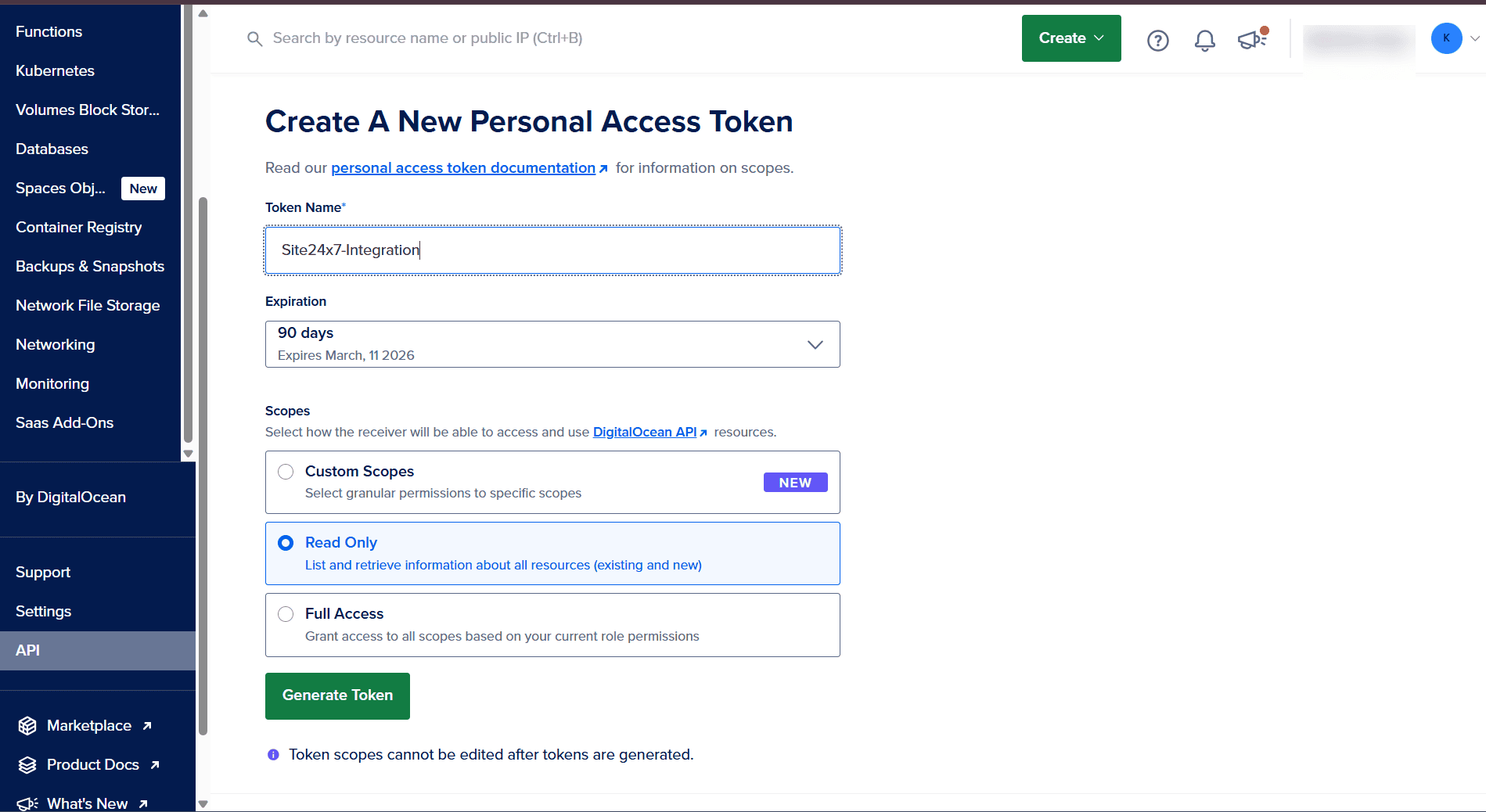 Generate access token