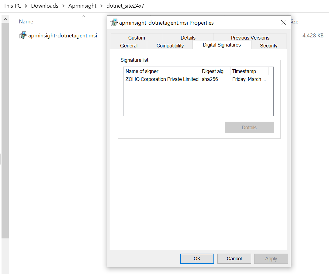 dotnet agent sign verification
