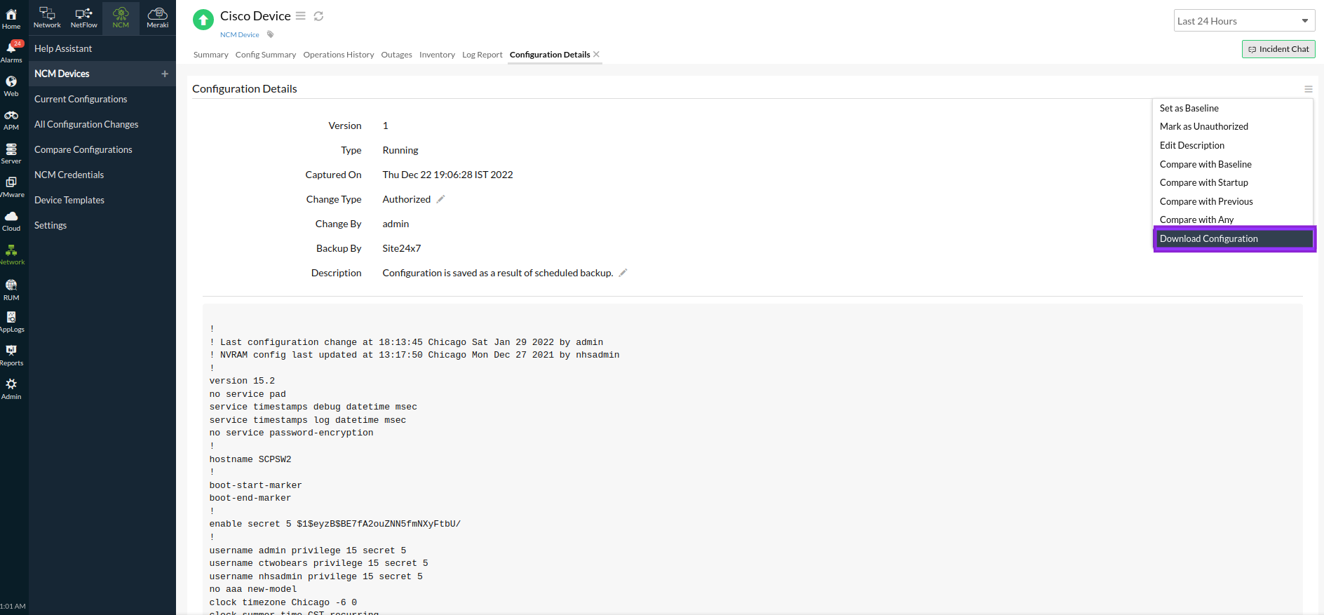 NCM Download Configurations