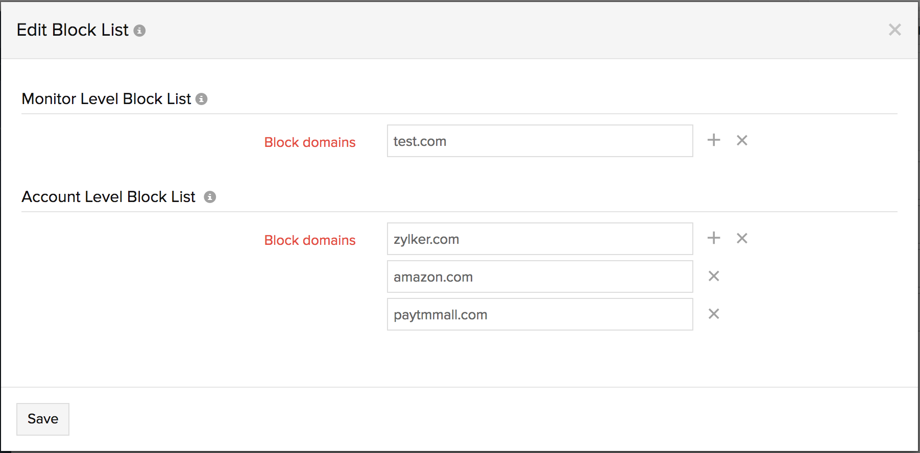 edit block list monitor level