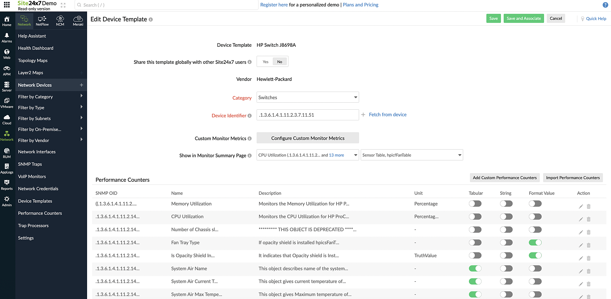 Custom SNMP Monitoring | Online Help Site24x7