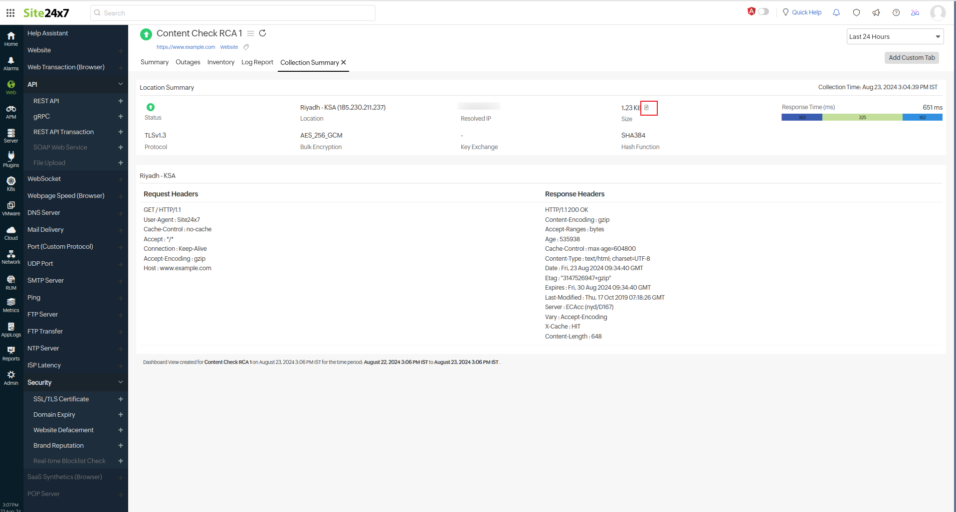 website collection summary report.