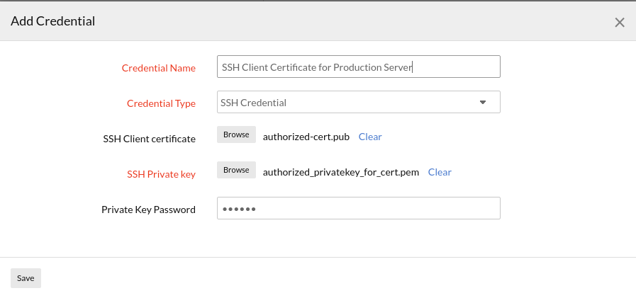 ftp transfer add credential