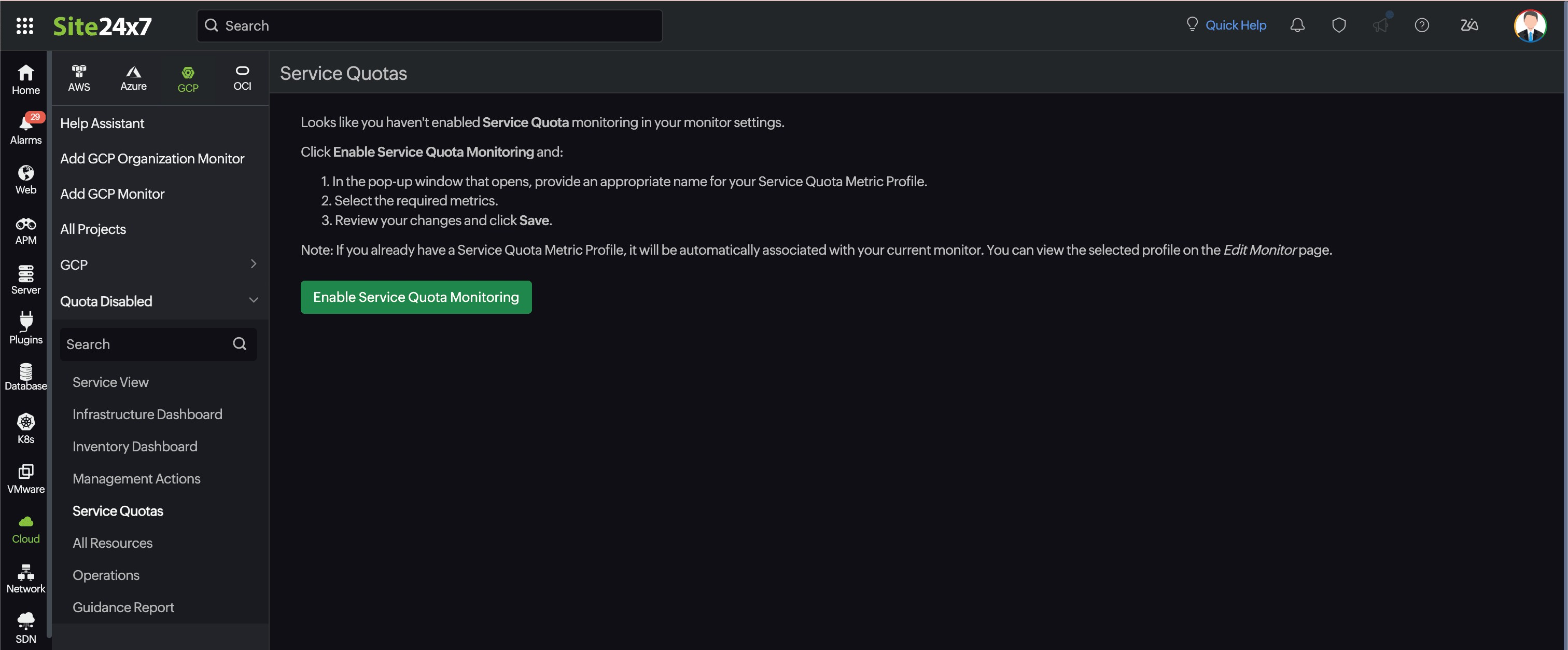 gcp service quota setup