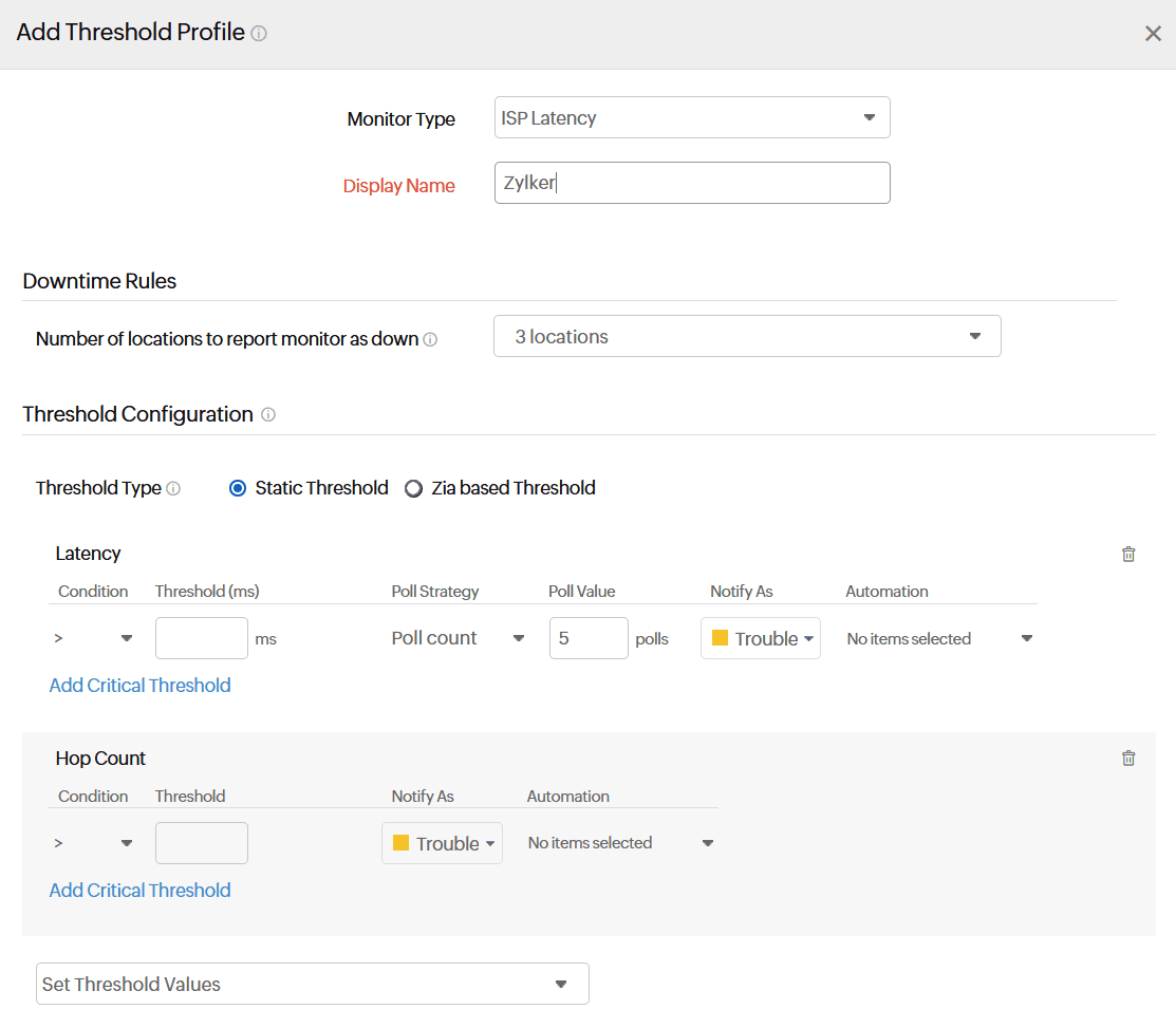ISP Latency   Static Threshold