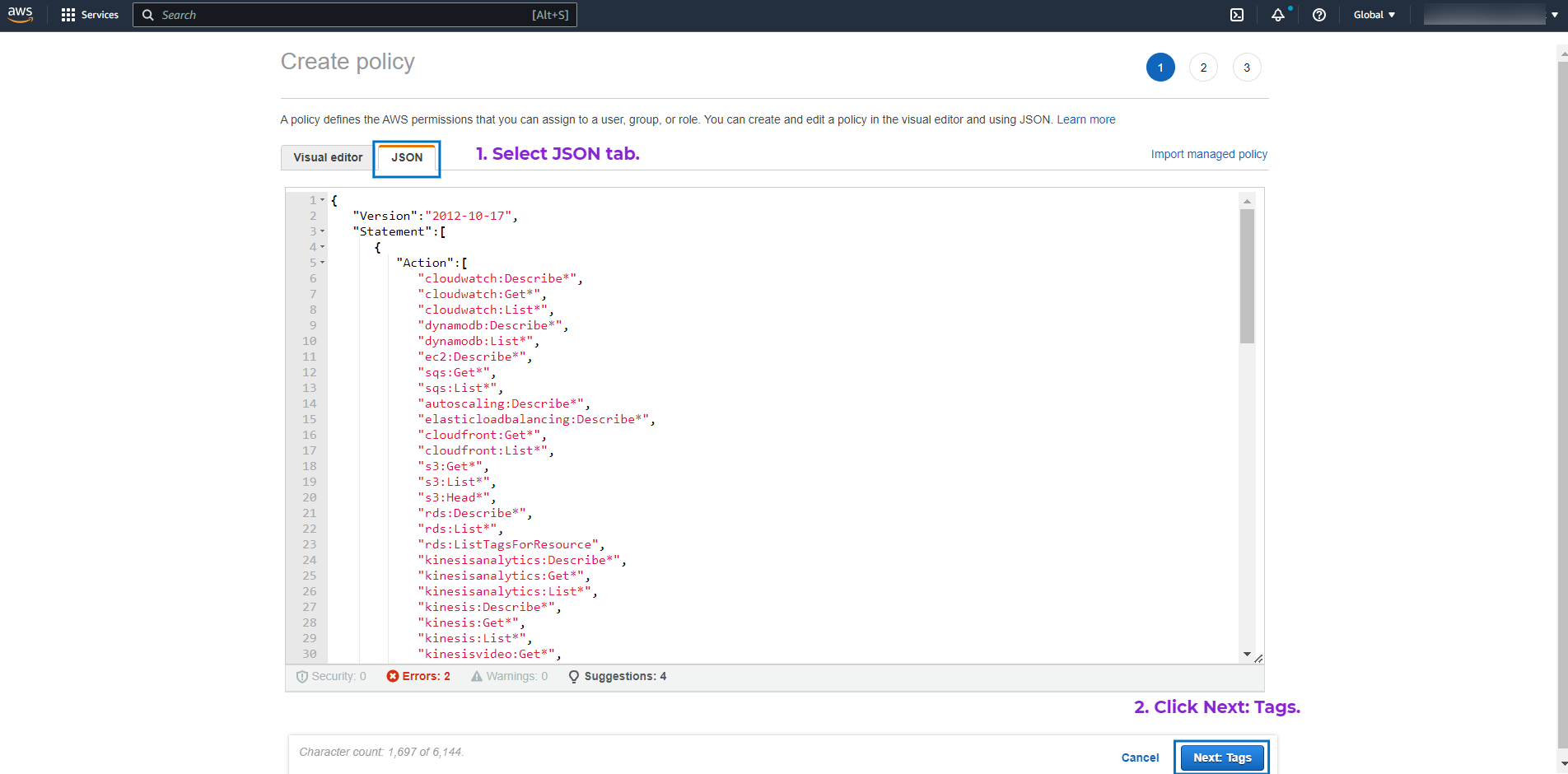 JSON policy