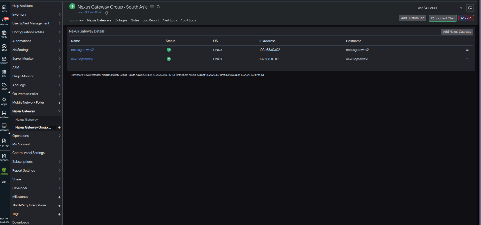Verify Nexus Gateway group