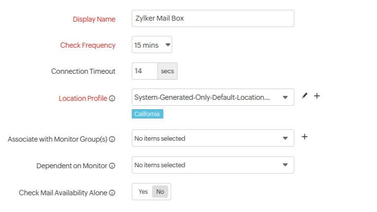 Mail delivery monitor   general settings