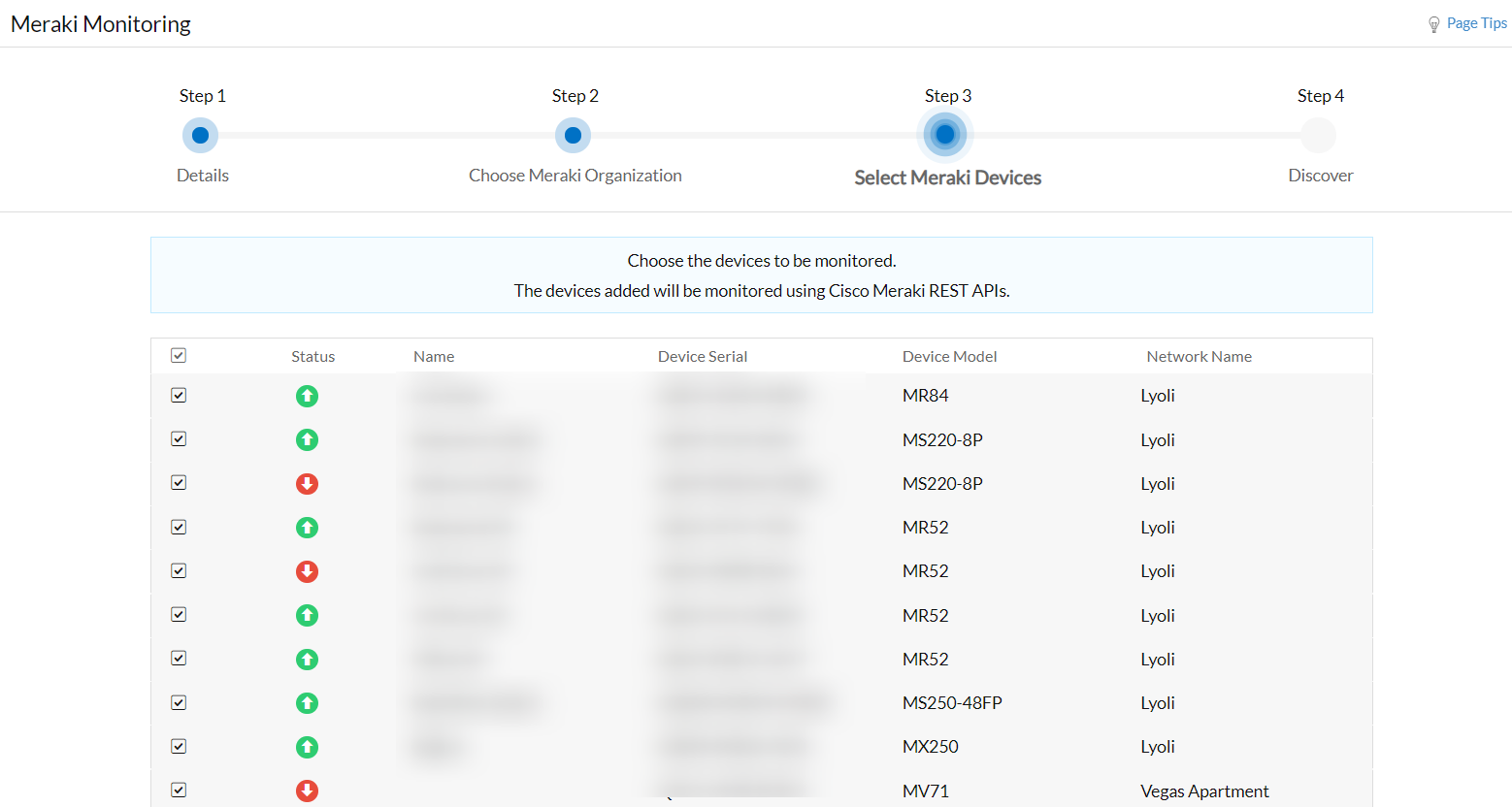 Monitor meraki devices.