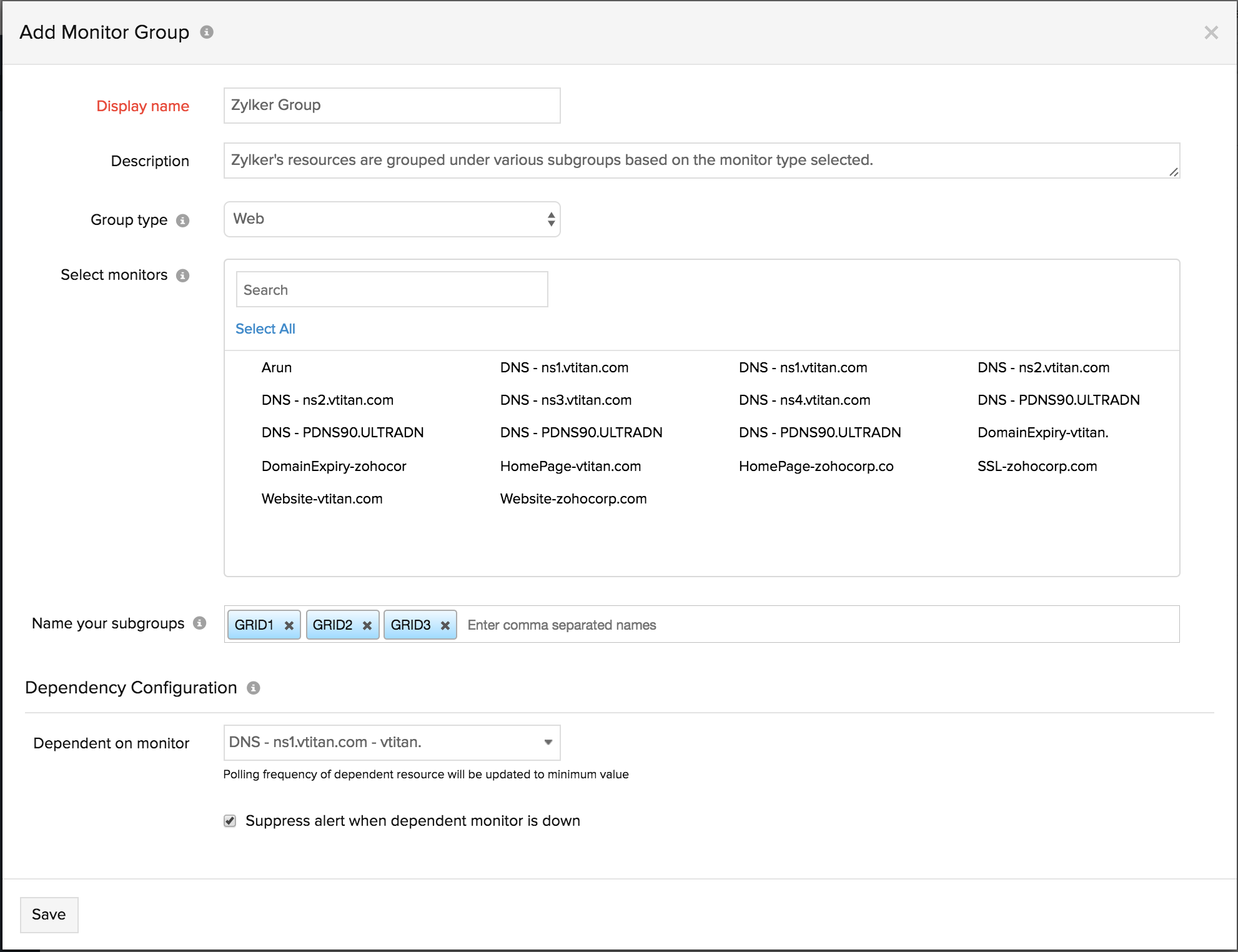 Monitor Group Online Help Site24x7