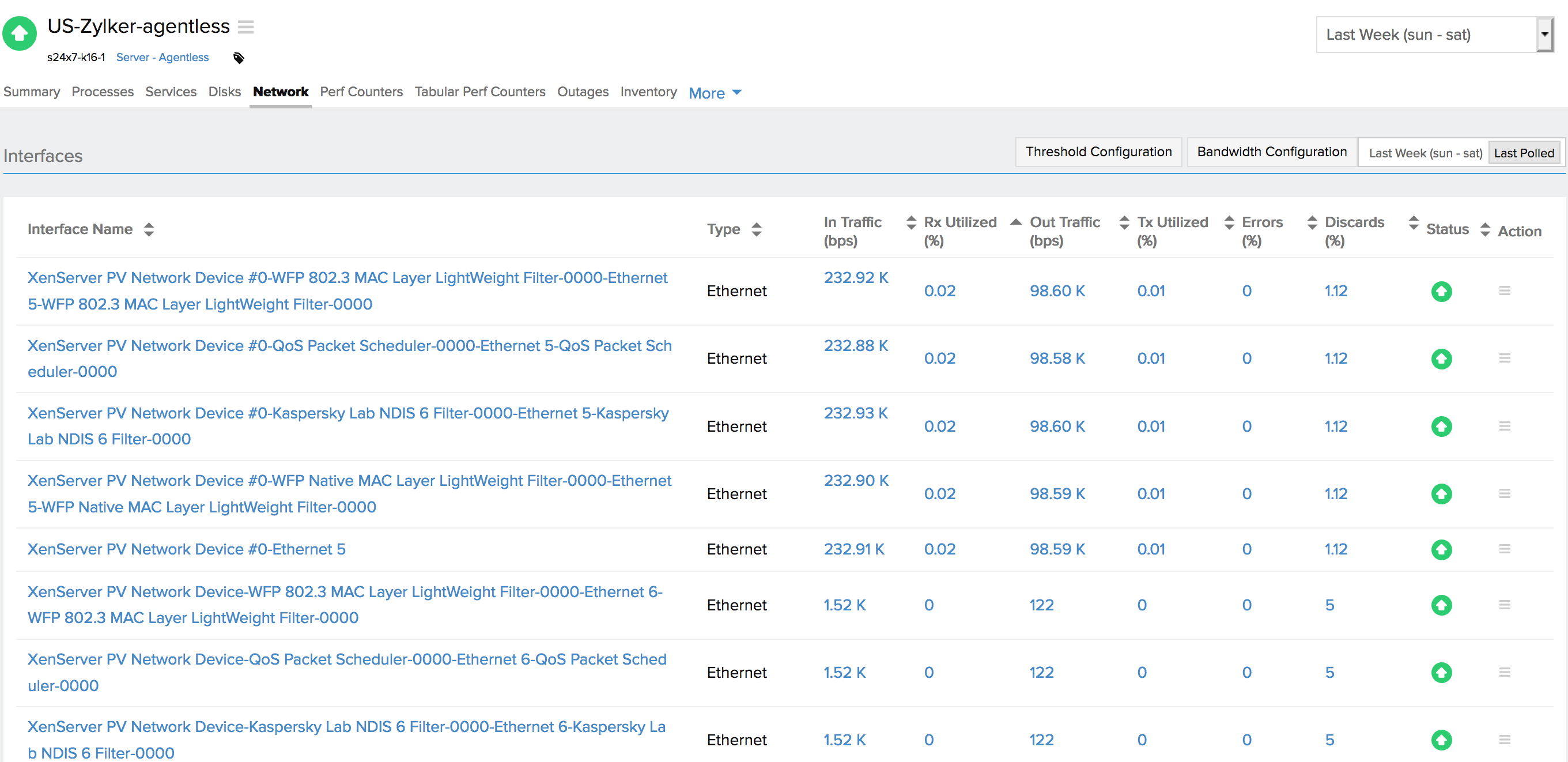 network-metrics-asm Server metrics
