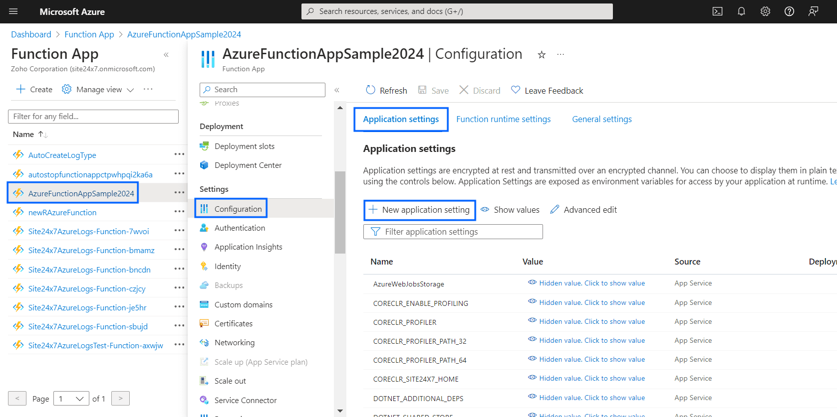Add/Edit application setting pop-up