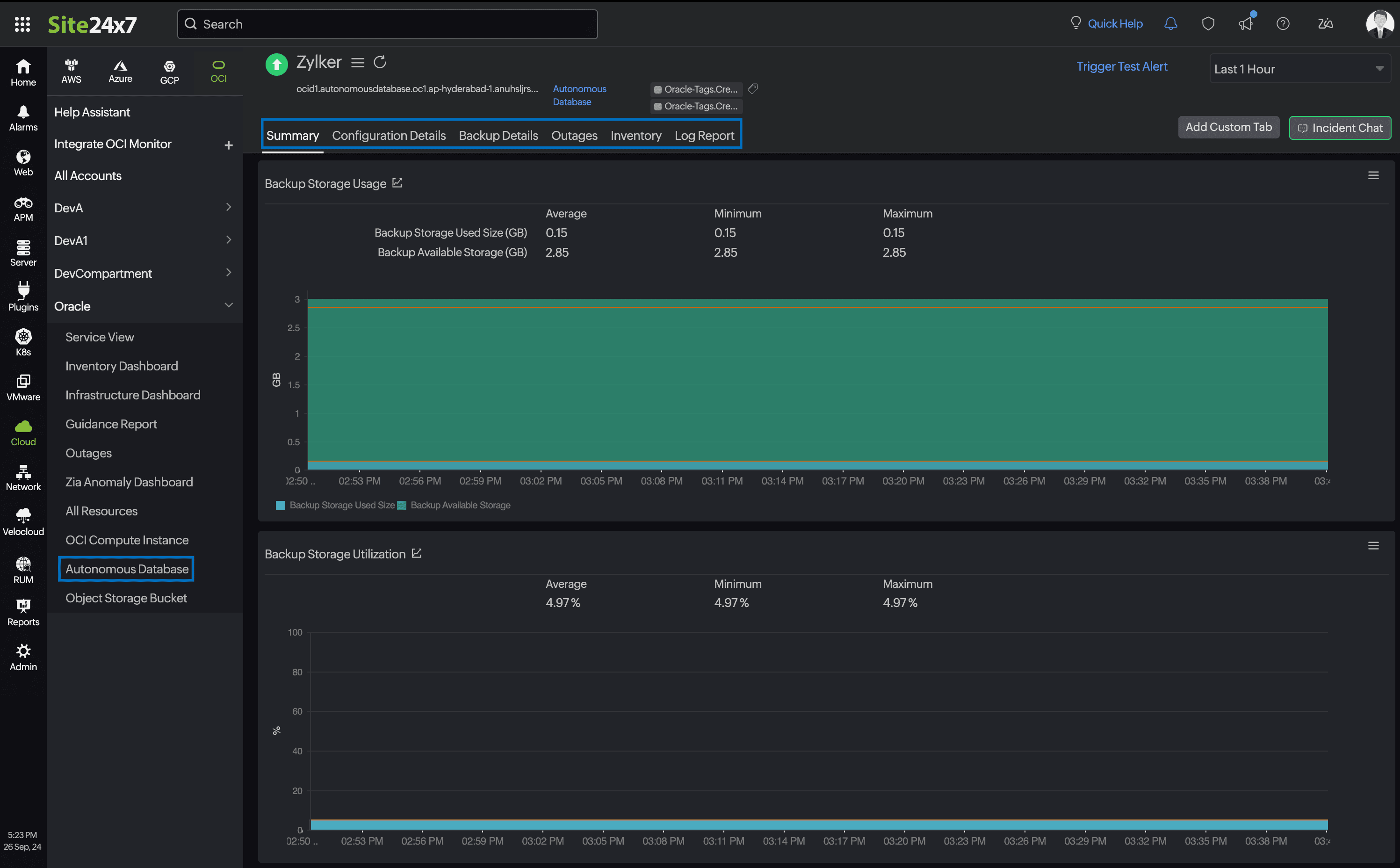 oci autonomous database