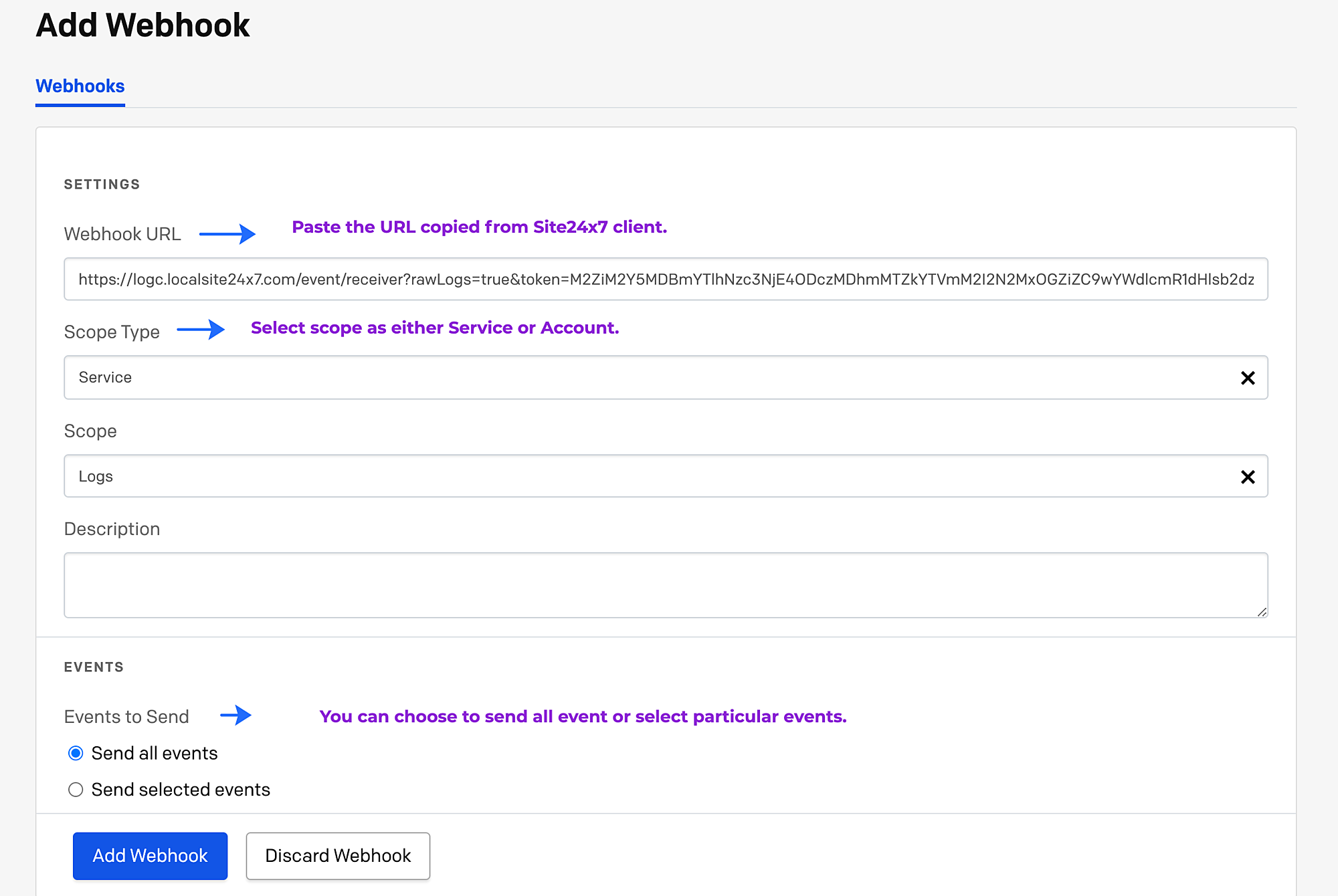 PagerDuty Add Webhook