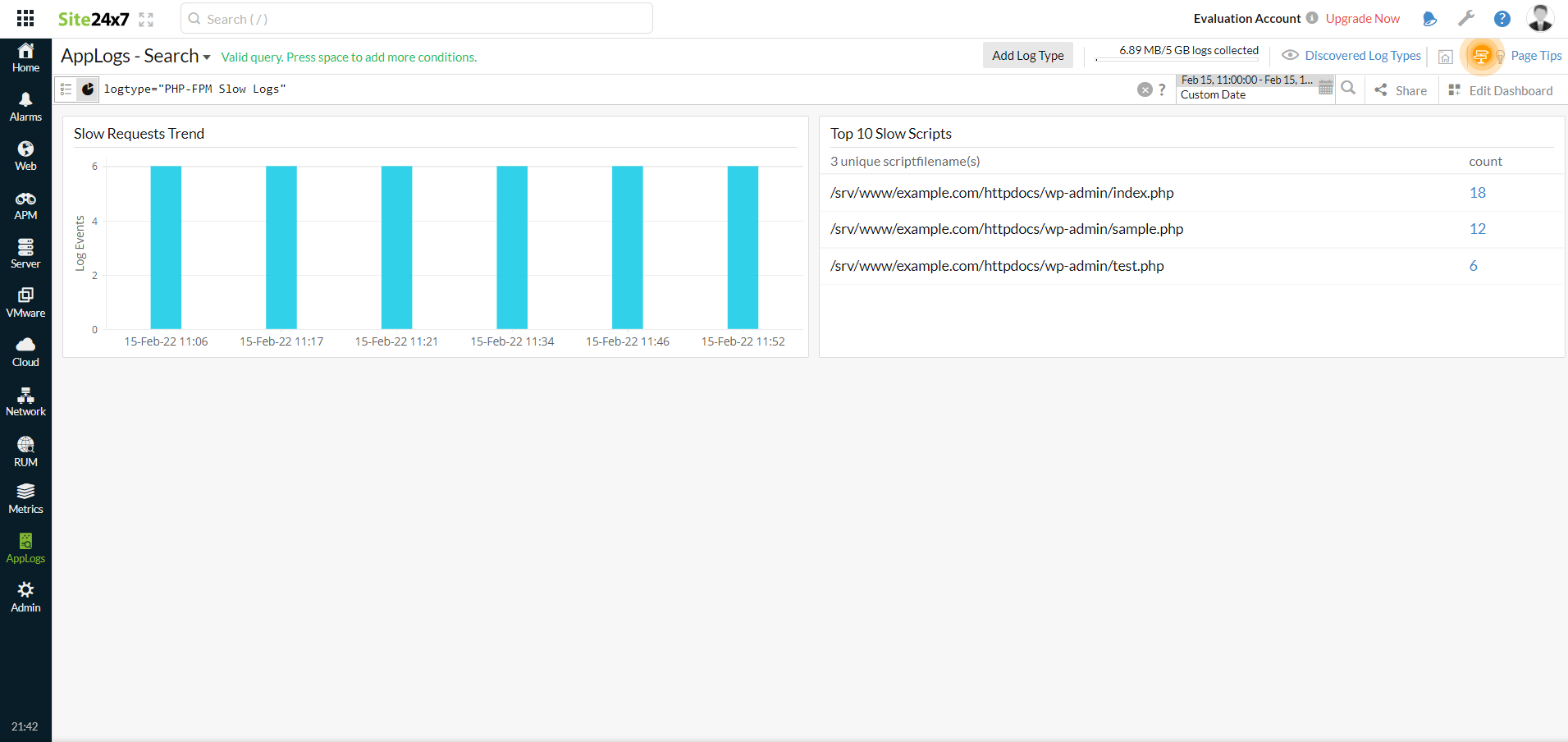 php-fpm slow logs new dashboard