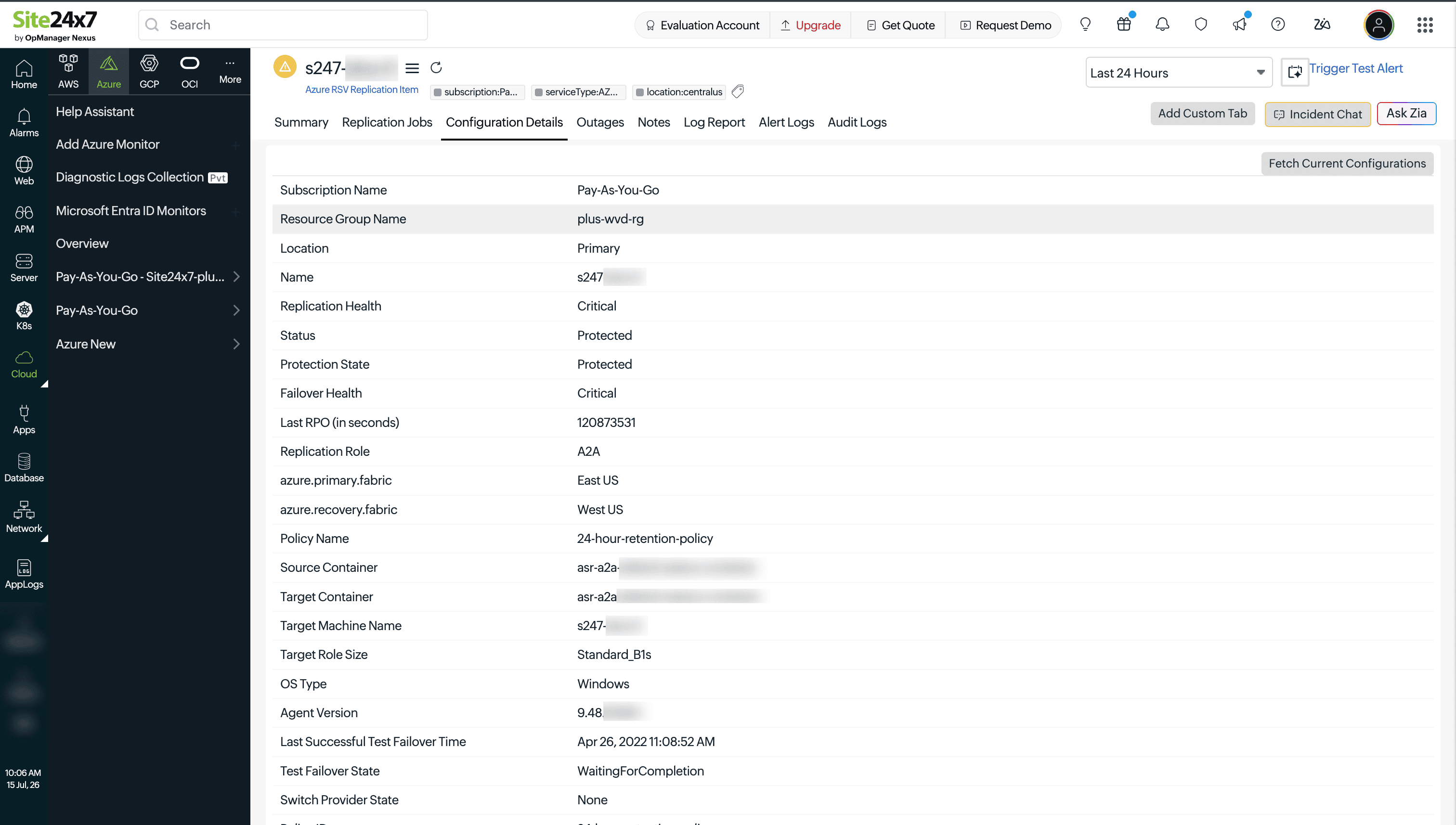 RSV configuration details tab