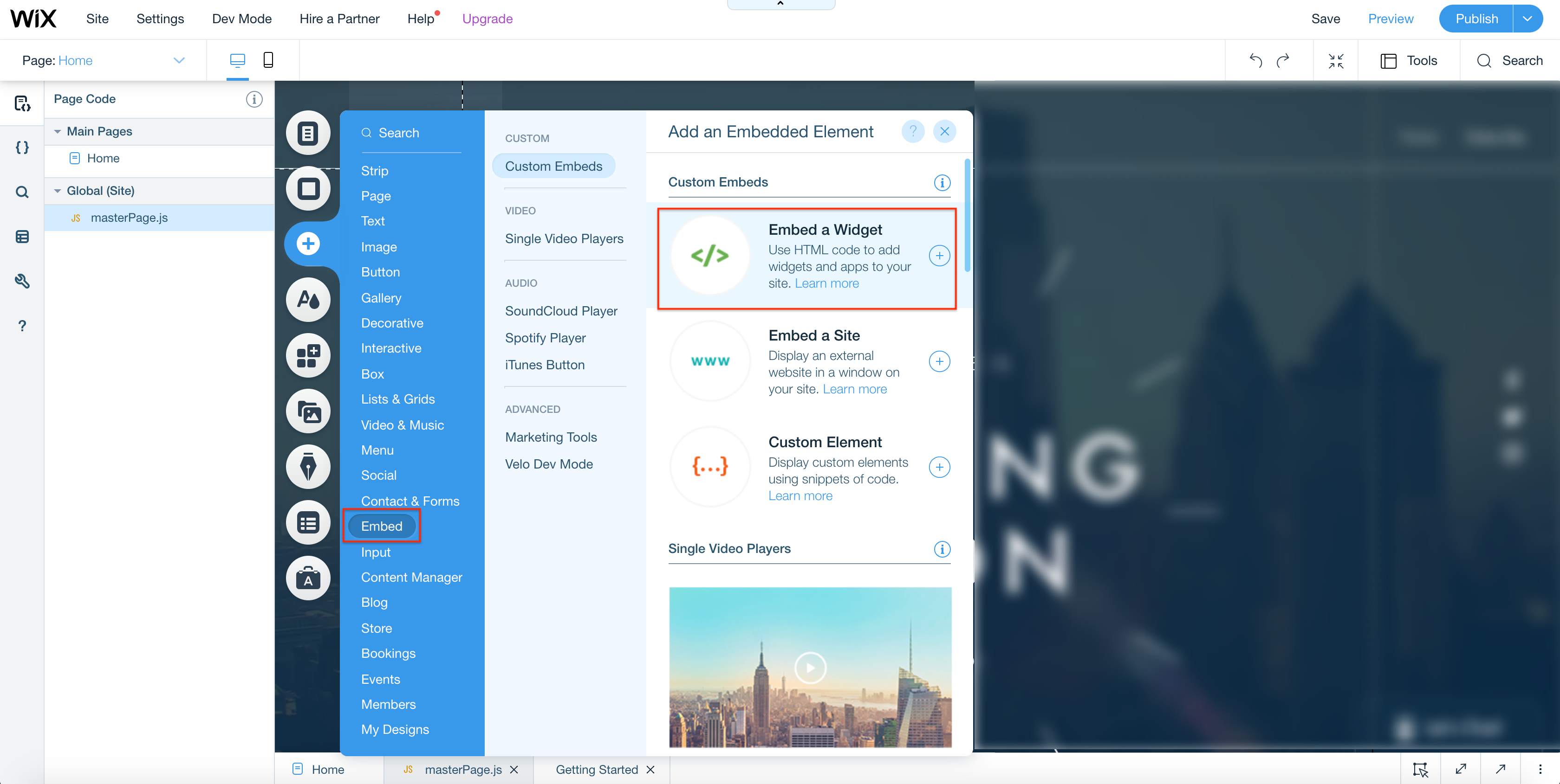 rum wix embed widget