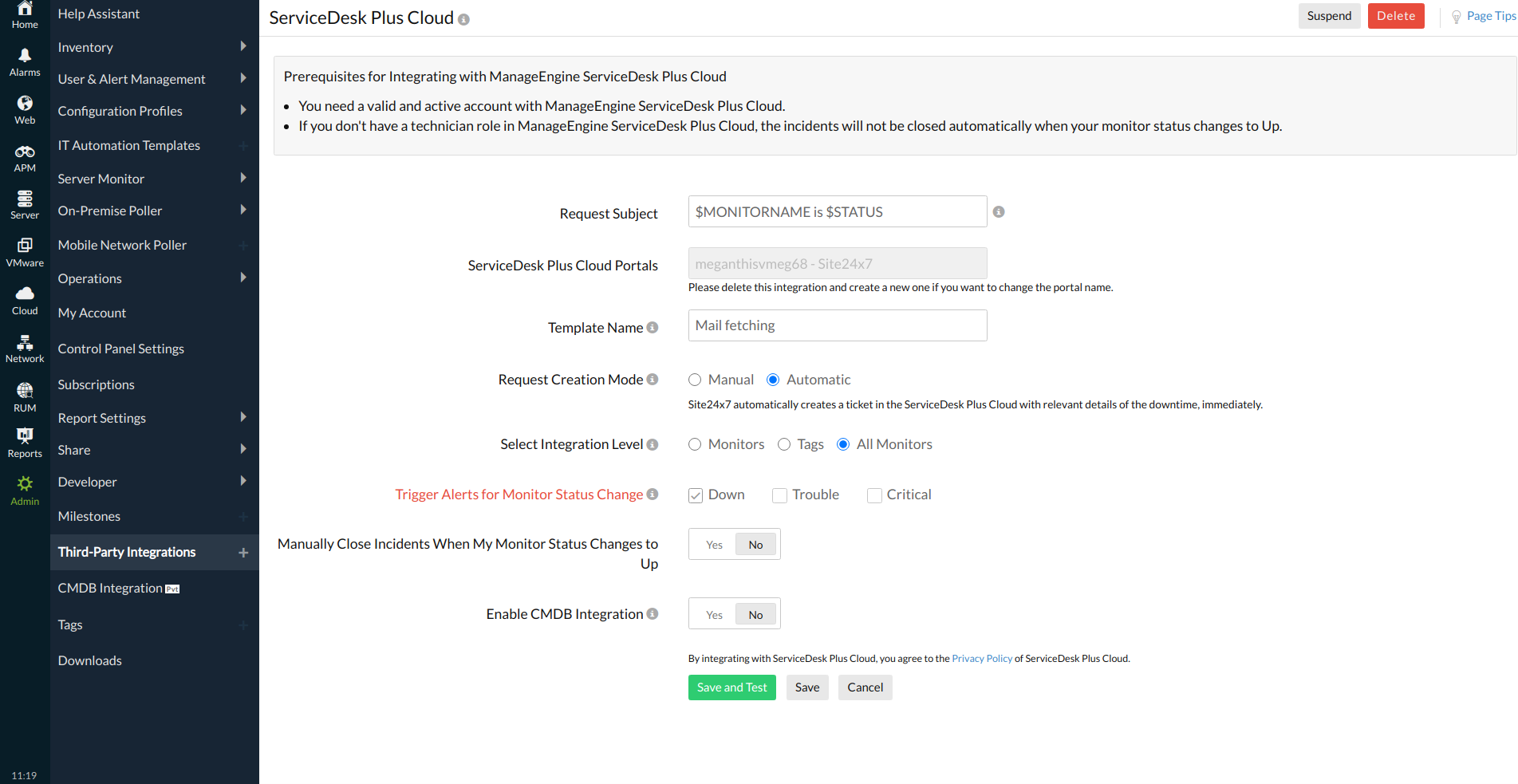 ManageEngine ServiceDesk Plus Cloud Online Help Site24x7