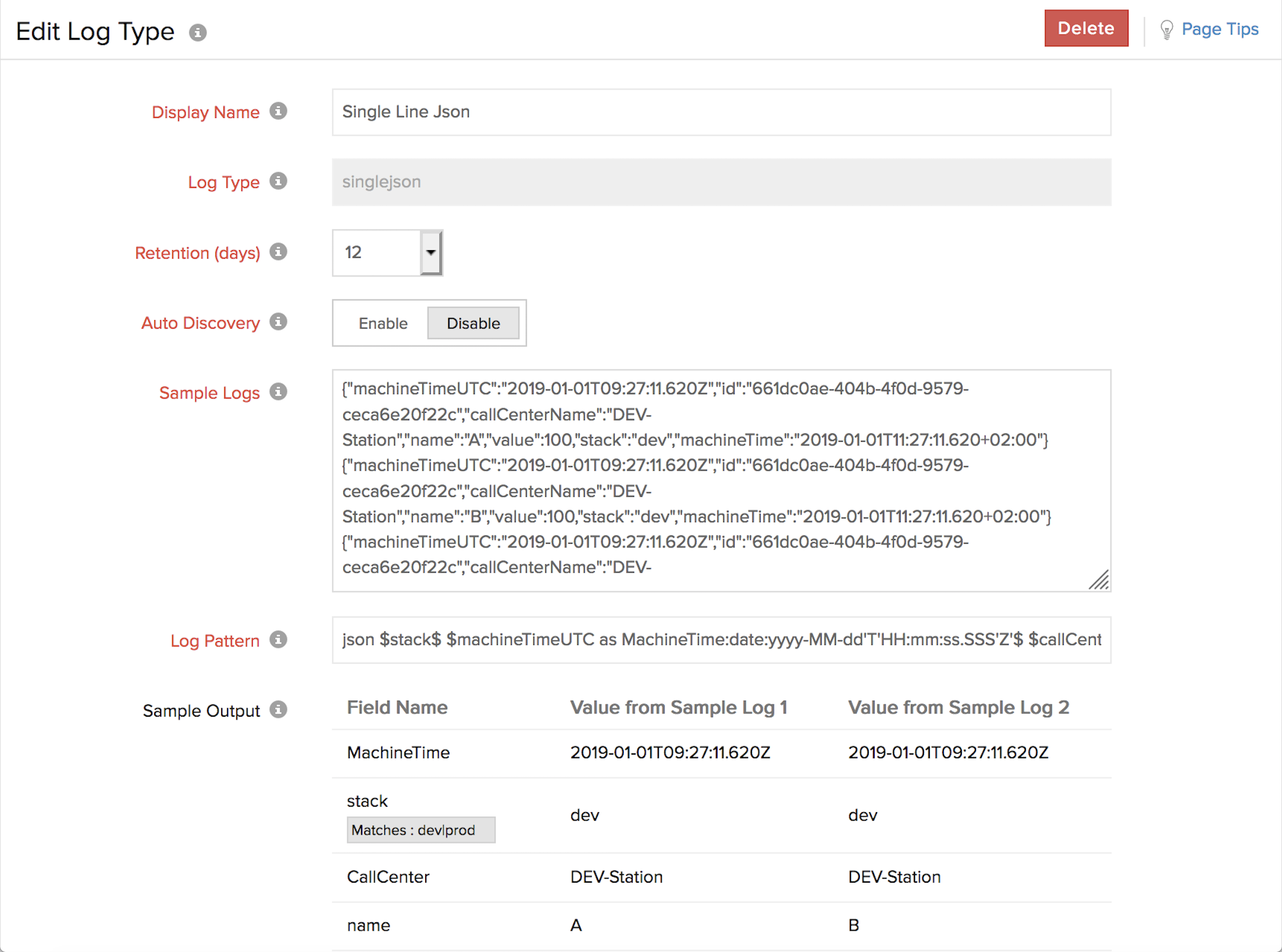 JSON Logs | Online Help Site24x7
