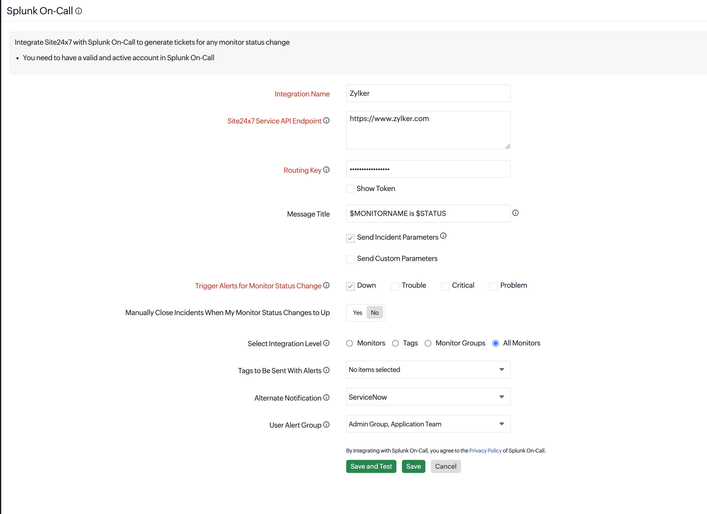 Splunk integration Splunk integration