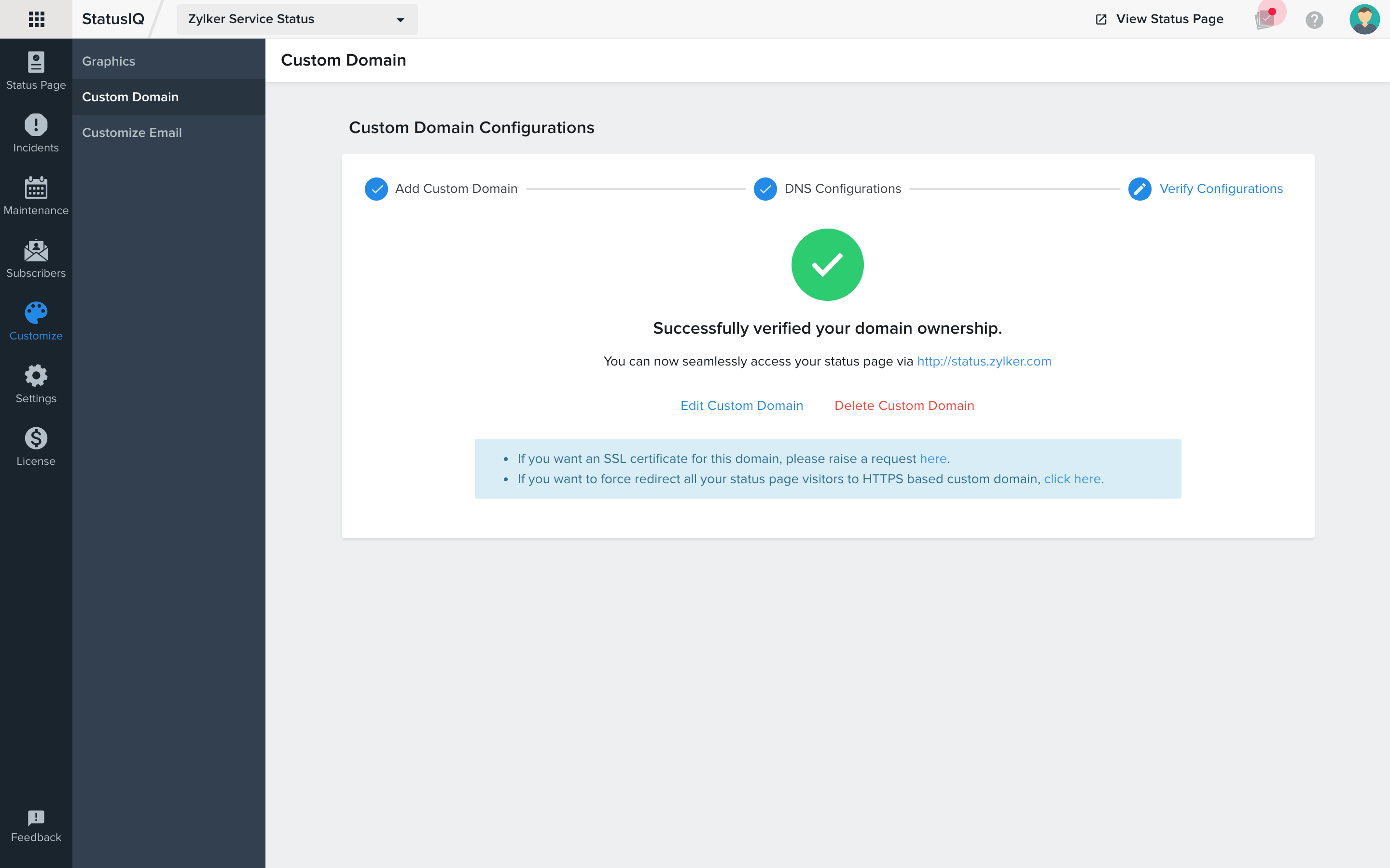 custom-domain-verification-success custom domain verification success