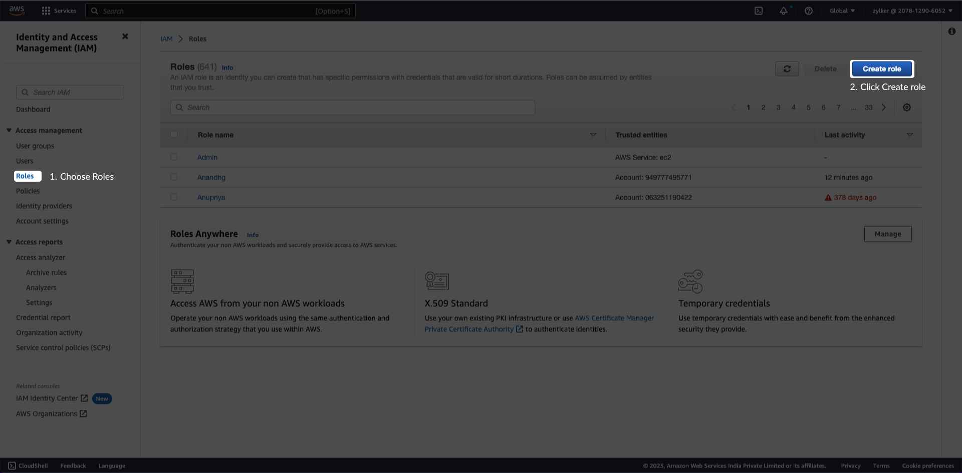step-two Create role
