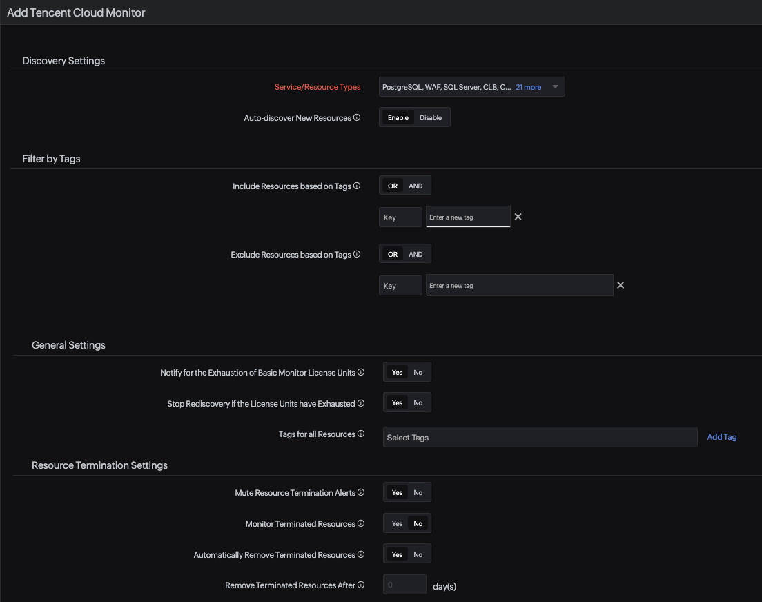 Creating a Tencent Cloud monitor