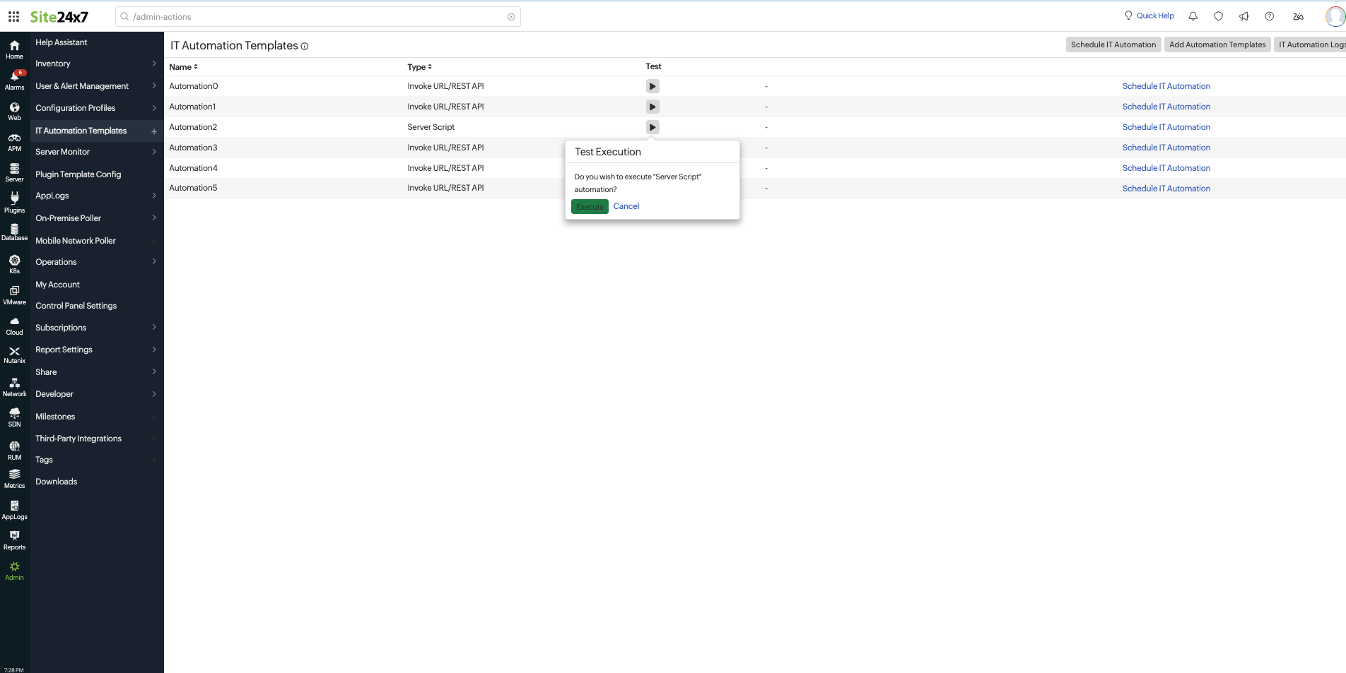 tfa execute pop up